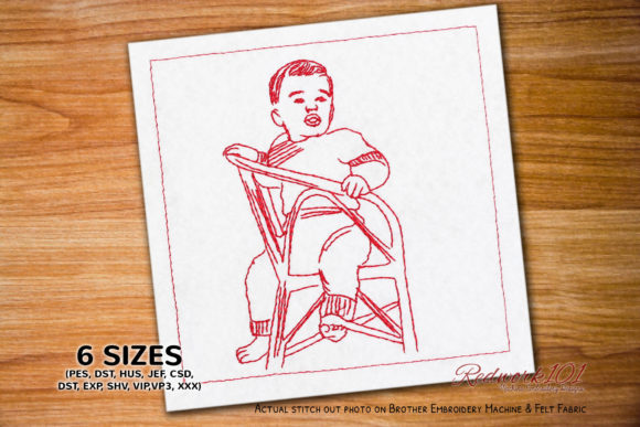 Baby Boy Sitting on Chair: A Redwork Review