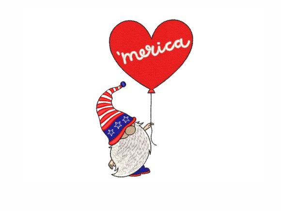 Patriotic Gnome: A Charming Embroidery Design for Festive Gifts